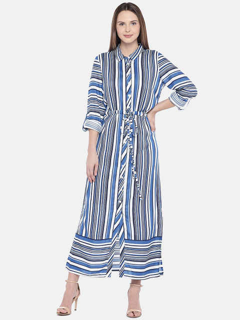 

Globus Women Blue & White Striped Maxi Dress