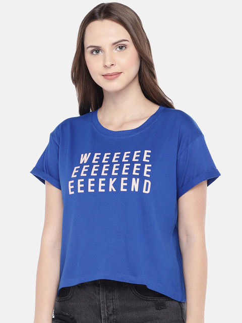

Globus Women Blue Printed Round Neck T-shirt