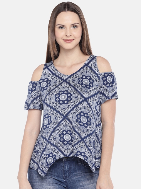 

Globus Women Navy Blue Printed Top