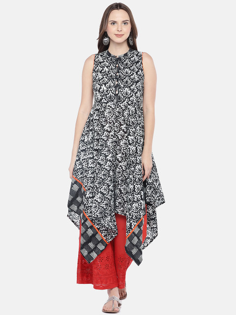 

Globus Women Black Printed A-Line Kurta
