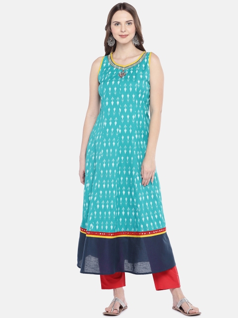 

Globus Women Green Printed A-Line Kurta