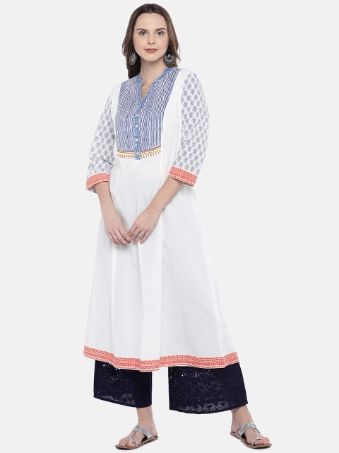 

Globus Women White Yoke Design Straight Kurta