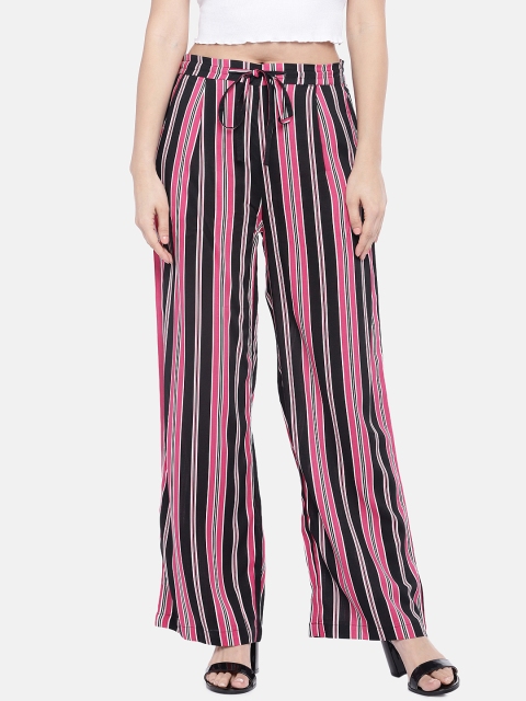 

Globus Women Red & Black Regular Fit Striped Parallel Trousers