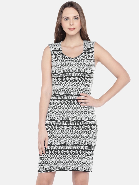 

Globus Women Black Self Design Sheath Dress