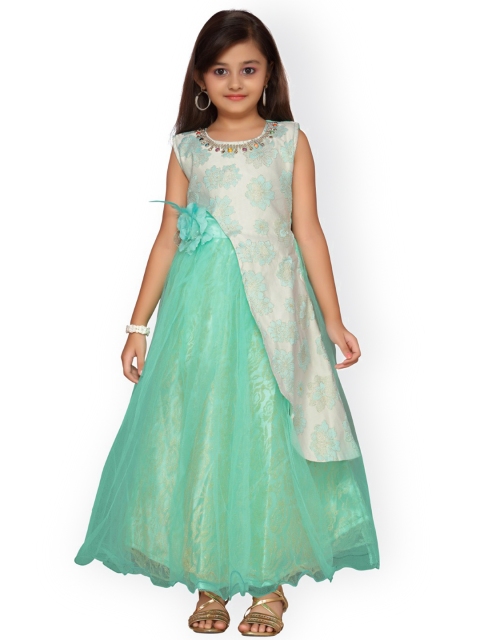 

Kidling Girls Green Self Design A-Line Dress