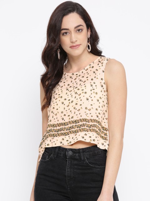 

I AM FOR YOU Women Beige Printed High-Low Top