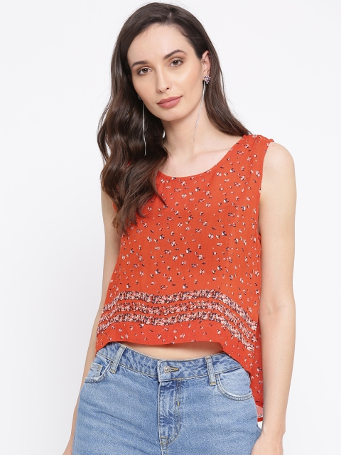 

I AM FOR YOU Women Orange Printed High-Low Top