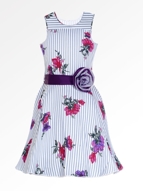 

naughty ninos Girls White Printed Fit and Flare Dress