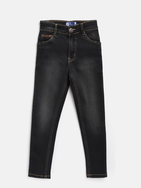 

612 league Boys Black Regular Fit Mid-Rise Clean Look Stretchable Jeans