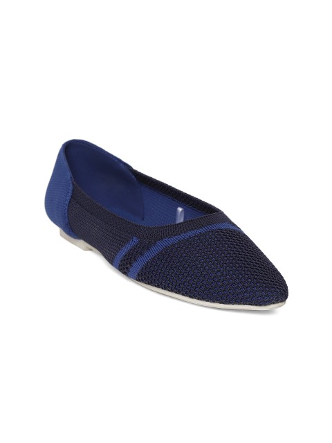 

United Colors of Benetton Women Navy Blue Woven Design Ballerinas