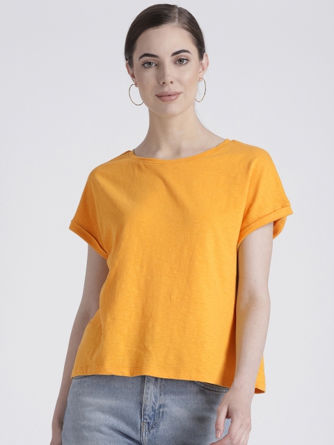 

GAP Women Softspun Dolman Crewneck Pure Cotton Top, Mustard