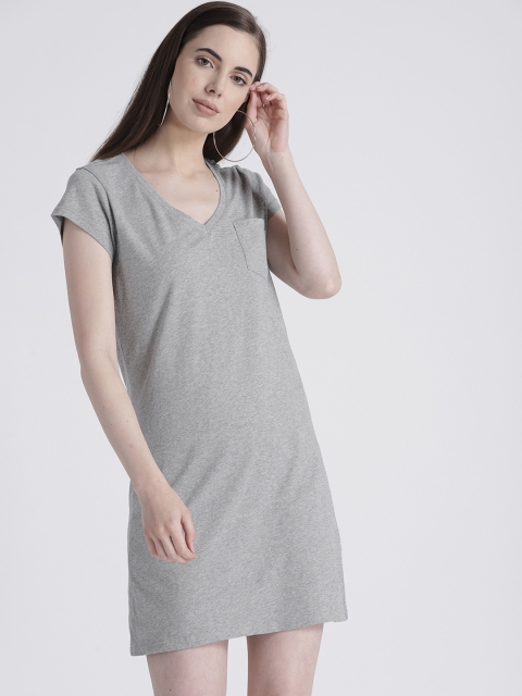 

GAP Women Pocket Short Sleeve T-Shirt Dress, Grey melange