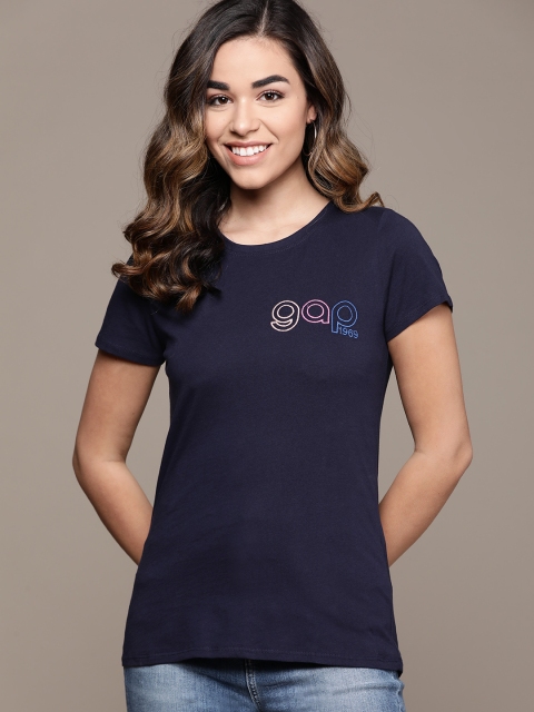 

GAP Women's Logo Crewneck T-Shirt, Navy blue