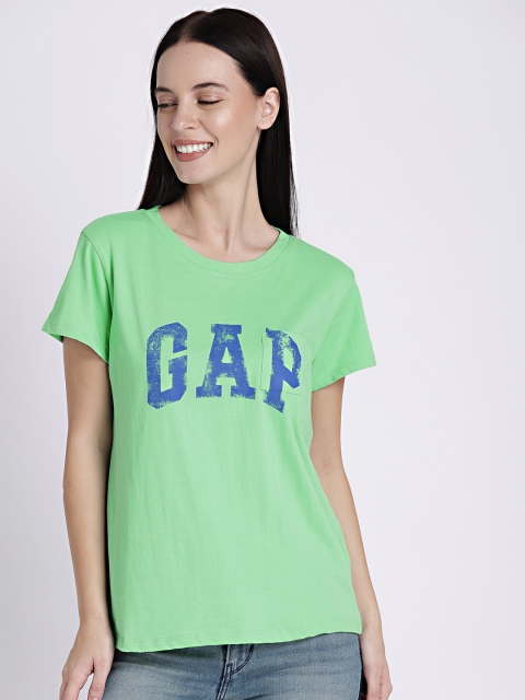 

GAP Women Green Printed Round Neck T-shirt