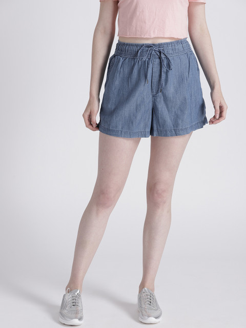 

GAP Women 3.5" Drawstring Shorts in Tencel, Blue