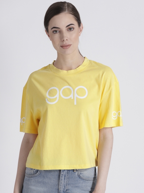 

GAP Women Logo Oversized Crewneck T-Shirt, Yellow