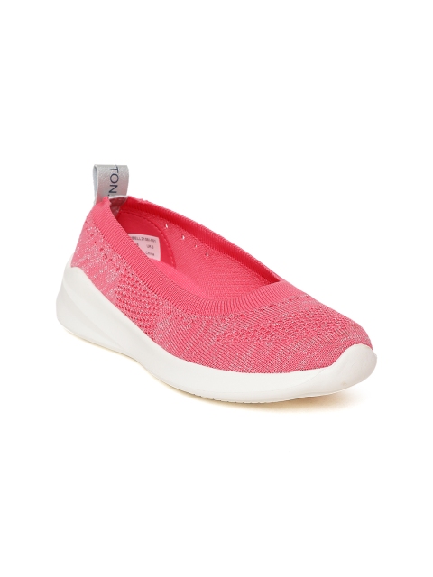 

United Colors of Benetton Women Pink Woven Design Slip-On Sneakers