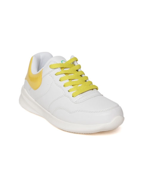 

United Colors of Benetton Women White & Yellow Sneakers