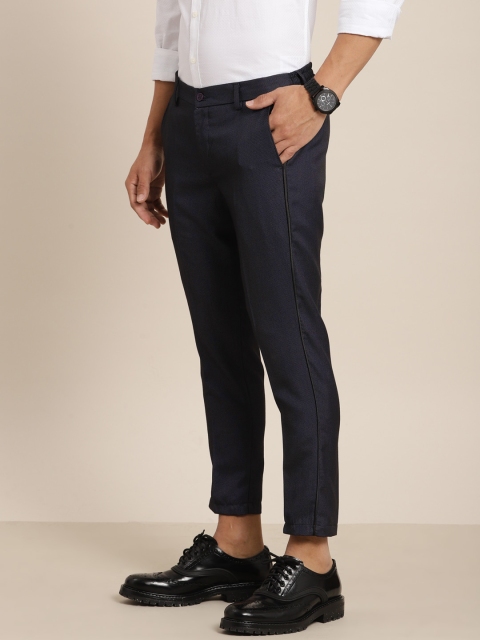 

INVICTUS Men Navy Blue Slim Fit Self Design Regular Trousers