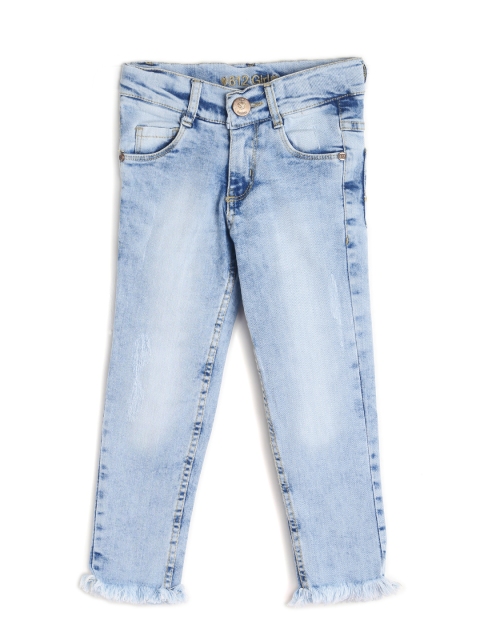 

612 league Girls Blue Regular Fit High-Rise Clean Look Jeans