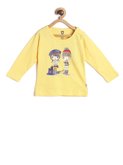 

612 league Girls Yellow Printed Top