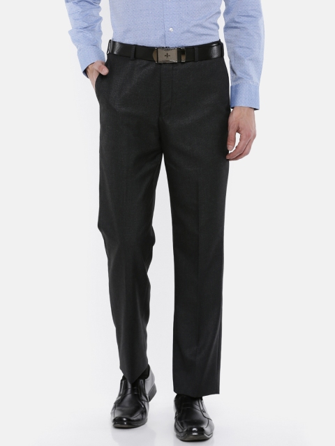 

Park Avenue Men Charcoal Grey Self-Design Formal Trousers