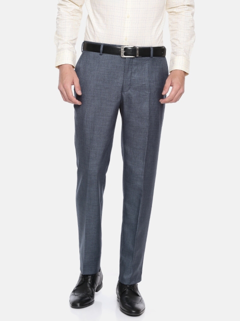 

Raymond Men Blue Slim Fit Self-Design Formal Trousers