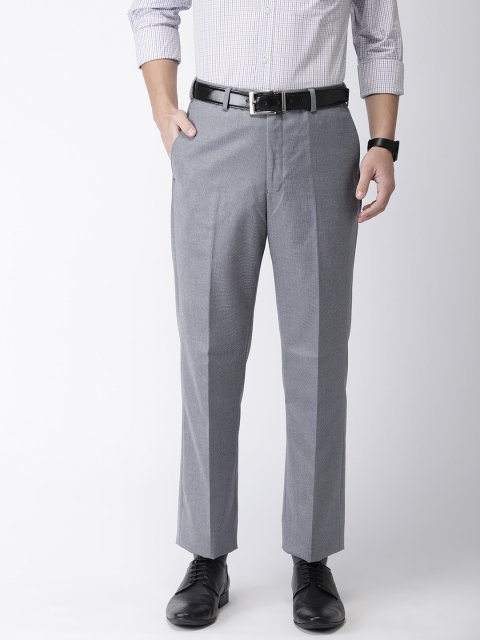 

Park Avenue Men Grey Regular Fit Self Design Formal Trousers