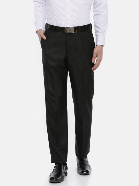 

Park Avenue Men Black Checked Formal Trousers