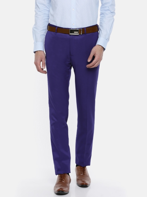 

Raymond Men Blue Slim Fit Solid Formal Trousers