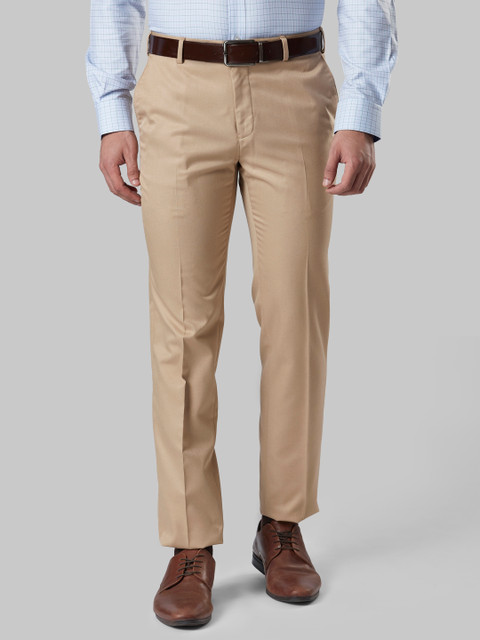 

Raymond Men Beige Slim Fit Solid Regular Trousers