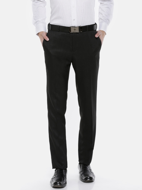 

Raymond Men Black Slim Fit Self Design Formal Trousers