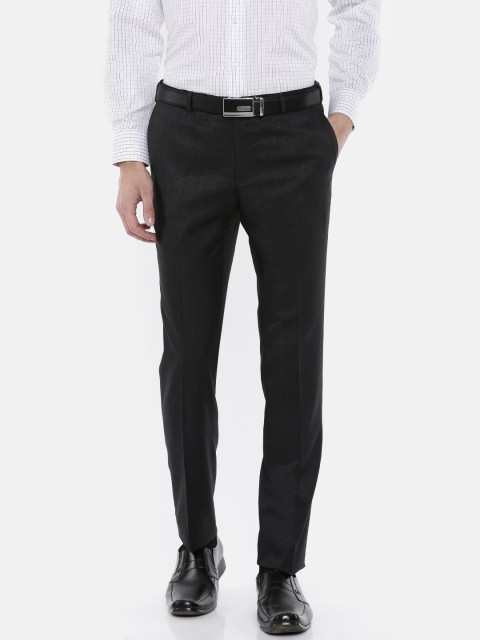 

Raymond Men Navy Blue Slim Fit Self Design Formal Trousers