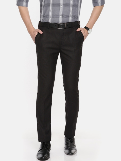 

Raymond Men Black Slim Fit Self Design Formal Trousers