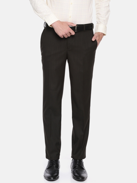 

Raymond Men Brown Slim Fit Self-Design Formal Trousers