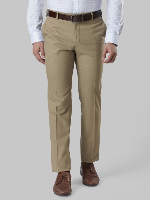 

Raymond Men Beige Slim Fit Solid Regular Trousers