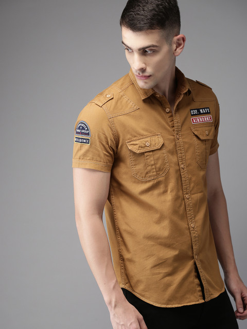 

Moda Rapido Men Khaki Slim Fit Solid Casual Shirt