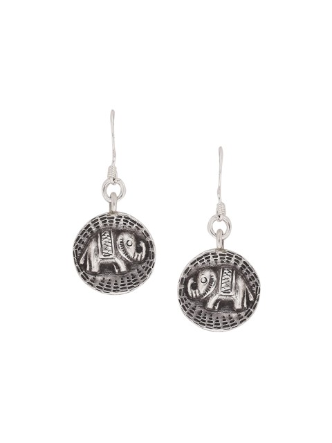 

ADORN by Nikita Ladiwala Silver-Toned Handcrafted Circular Drop Earrings