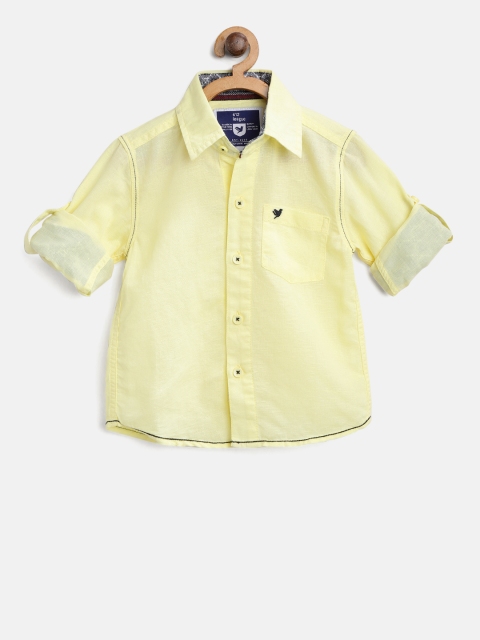 

612 league Boys Yellow Regular Fit Solid Casual Shirt