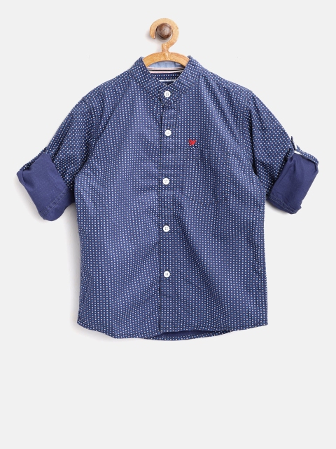 

612 league Boys Navy Blue Regular Fit Printed Casual Shirt