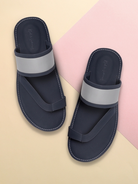 

Mast & Harbour Men Grey & Navy Blue Colourblocked One Toe Comfort Sandals
