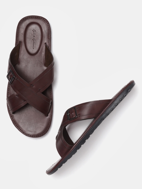 

Mast & Harbour Men Burgundy Solid Comfort Sandals