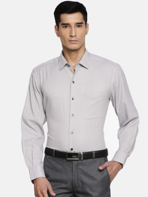 

John Players Men Grey Regular Fit Self Design Formal Shirt