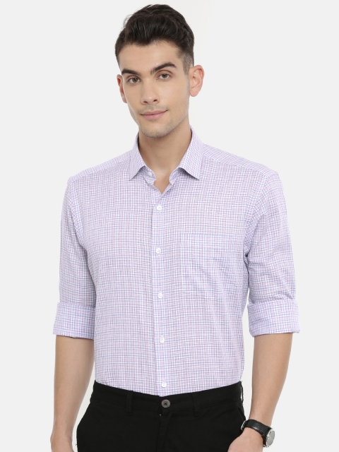 

John Players Men Lavender & White Regular Fit Checked Casual Shirt