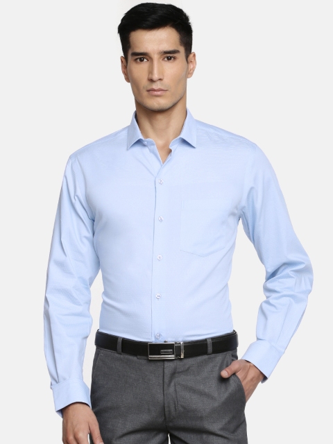 

John Players Men Blue Slim Fit Self Design Formal Shirt