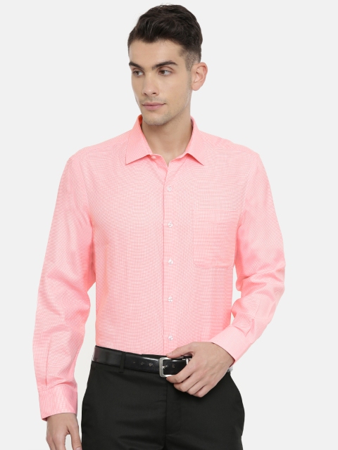 

John Players Men Pink & White Regular Fit Self Design Formal Shirt
