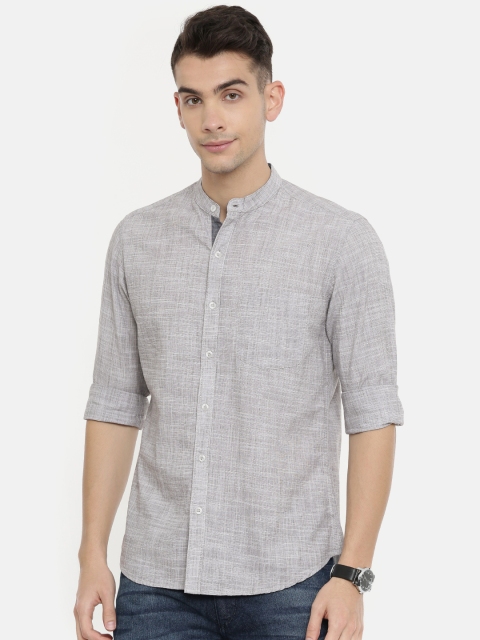 

John Players Men Grey Trim Fit Solid Casual Shirt