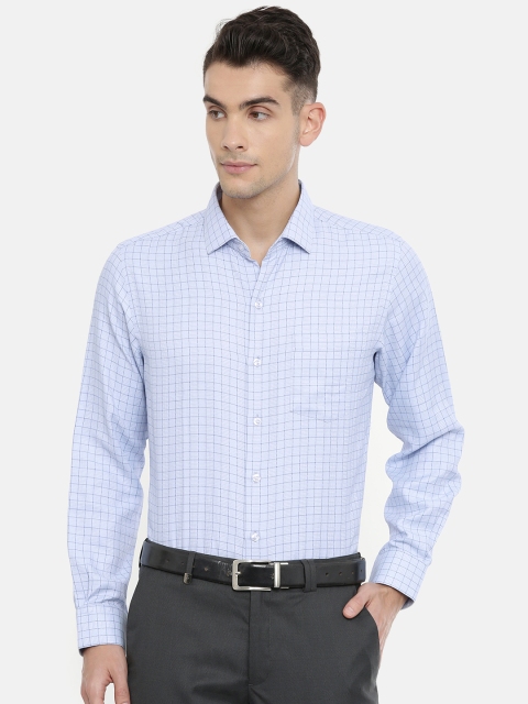 

John Players Men Blue Slim Fit Checked Formal Shirt