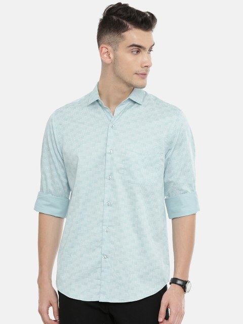 

John Players Men Blue & White Slim Fit Printed Casual Shirt