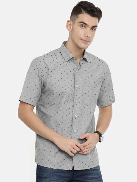 

John Players Men Grey Regular Fit Printed Casual Shirt